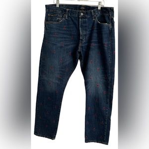 POLO RALPH LAUREN 38x30 The Sullivan Slim Jeans Red Skull & Crossbones. NWT